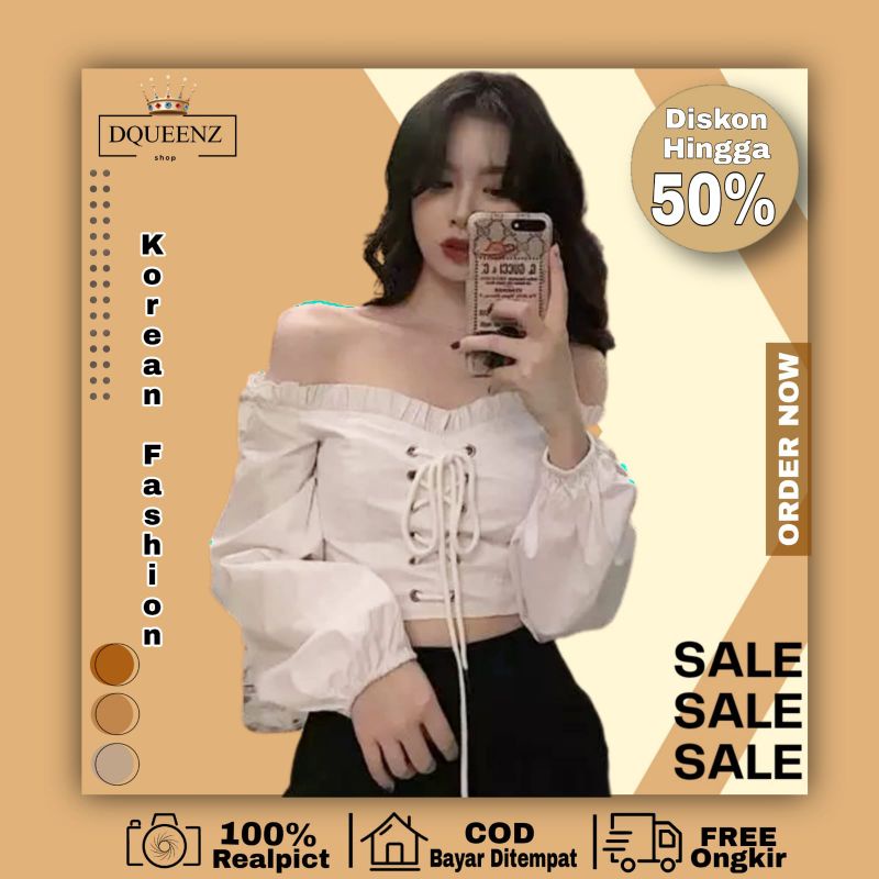 Atasan Venanda Sabrina Blouse Serut Kerut Baju Serut Blouse Polos Blouse Top Blouse Import #B28