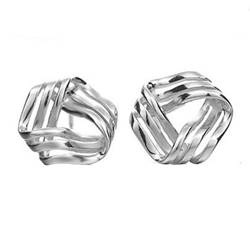 Hu Hu Hu Hu Hu Alat Bantu Pasang Kacamata♡ Anting Tusuk Bentuk Segitiga Geometris Warna Silver Untuk Wanita