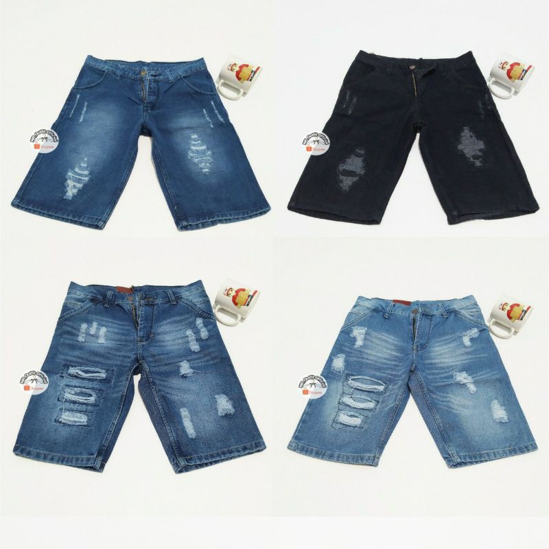 Celana Jeans Ripped Pendek Pria Model Sobek Cowok Casual 27/38 NR_Outfit Official COD