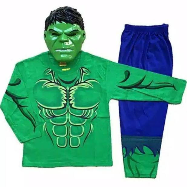 TERLARIS  setelan kostum anak hulk lengkap baju dan celana topeng