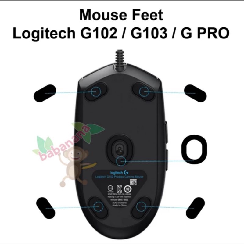 Mouse feet Logitech G102 G203 G PRO alas rubber replacement pengganti