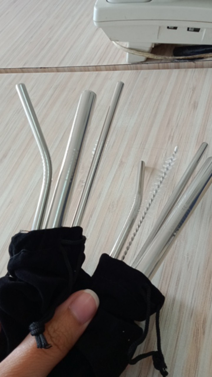 Sedotan Set 4in1 - Sedotan Stainless Free Pouch