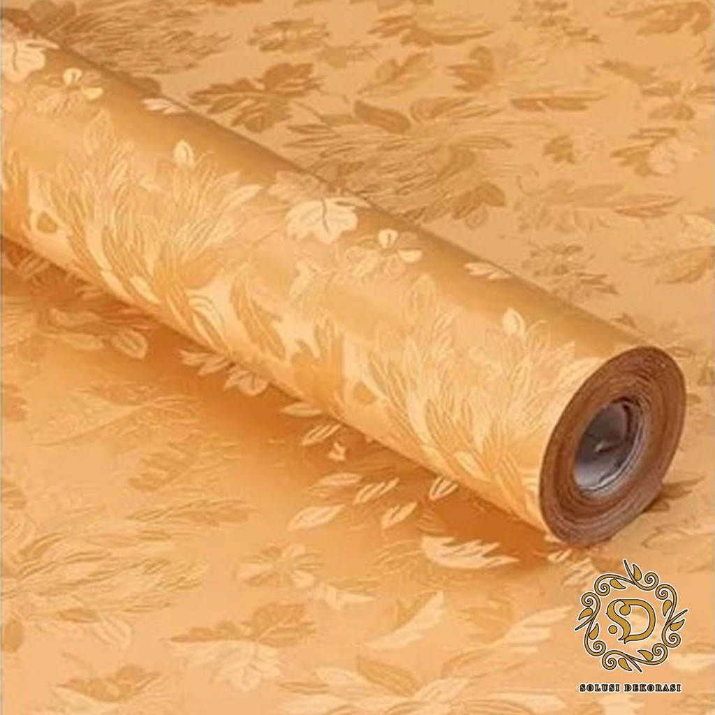 Motif Gold Sakura 45 cm x +-10 meter - Bahan PVC Anti Air - Wallpaper Stiker Dinding Kamar Tidur