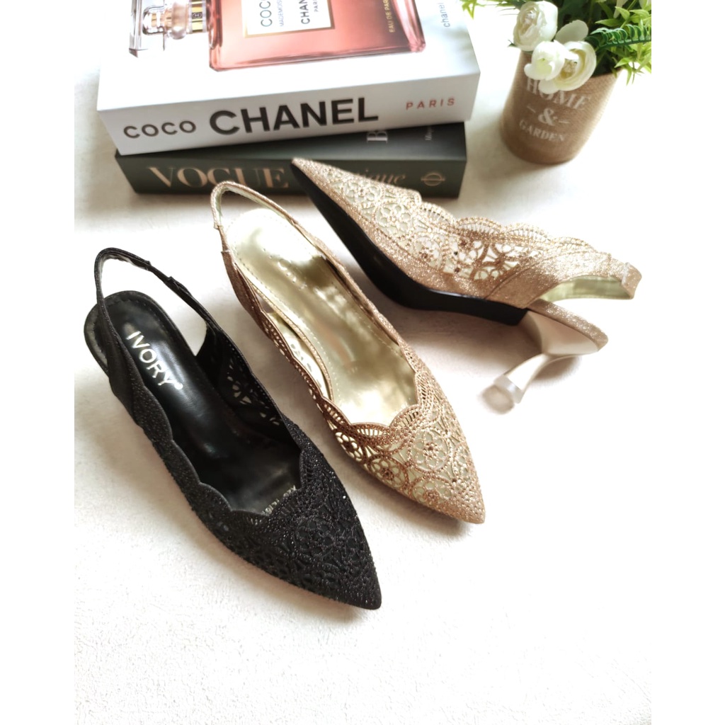 IVORY Sepatu Wanita Pesta Heels Glitter TL161