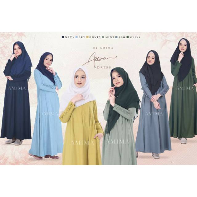 AZWA DRESS AMIMA GAMIS PEARL PREMIUM KATUN MADINA HQ POLOS CASUAL FORMAL HAJI UMRAH