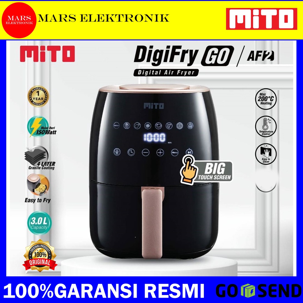 AIR FRYER MITO AF2 / DIGITAL AIR FRYER ORIGINAL / 3 LITER / MITO AIR FRYER AF 2 / READY / GOSEND