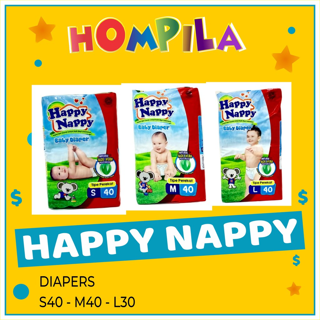 ❤ HOMPILA ❤ HAPPY NAPPY M20 / L20/ XL20/ PEREKAT / PANTS / PAMPERS / POPOK SEKALI PAKAI / POPOK PANT