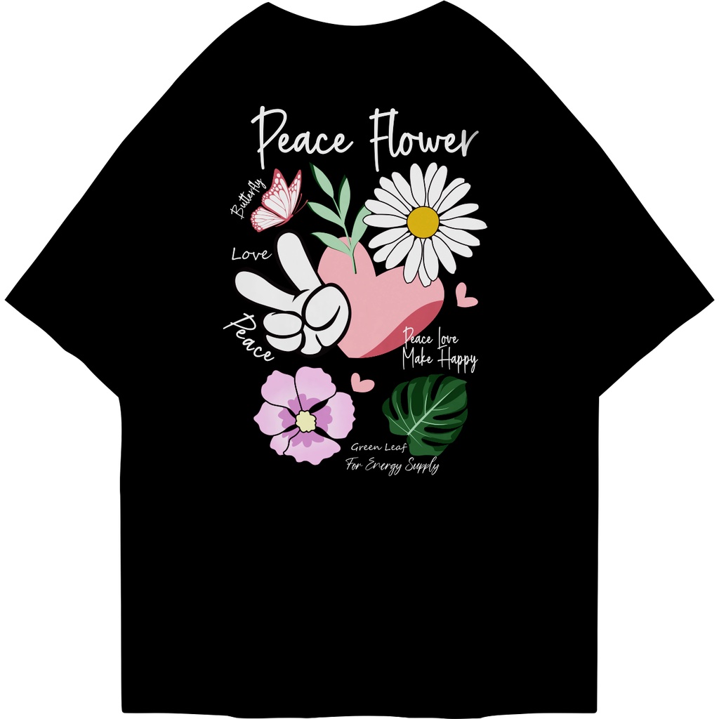 FIRSTLAST Oversized Tshirt  Peace Flower | Kaos Oversize Pria dan Wanita