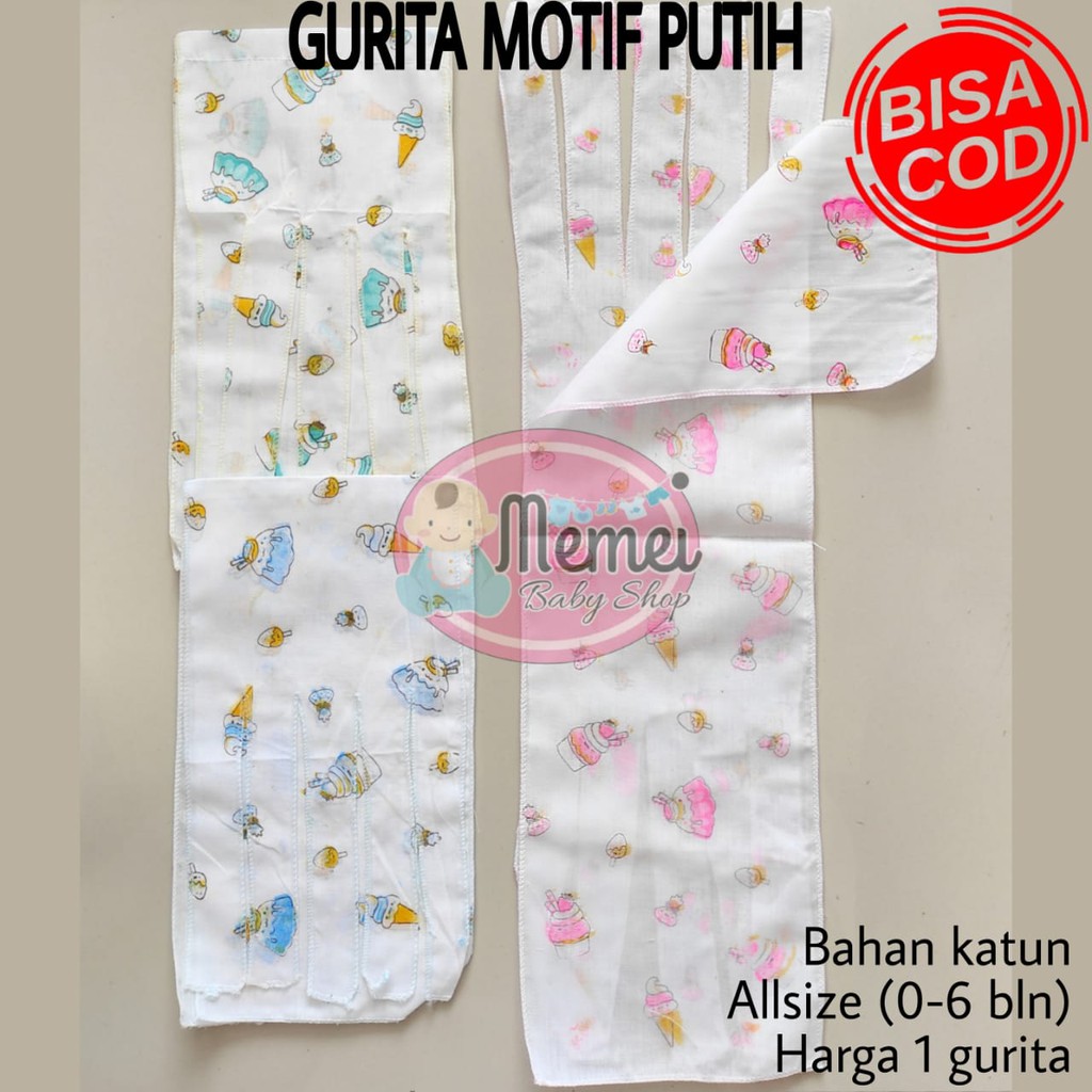 Gurita bayi ikat PUTIH MOTIF perlengkapan bayi baru lahir