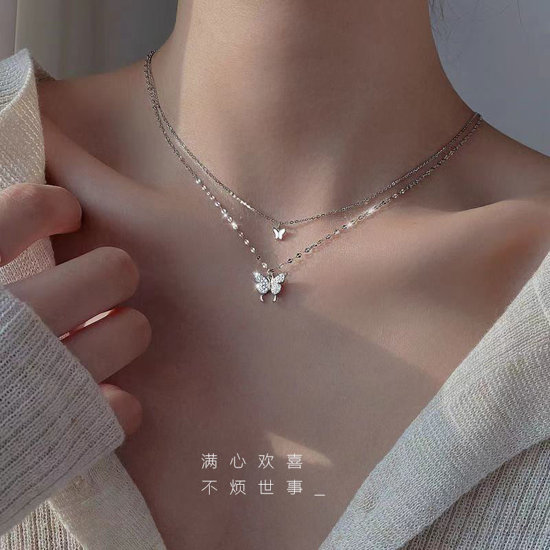 Kalung Choker Multilayer Desain Kupu-Kupu Gaya Korea Untuk Wanita