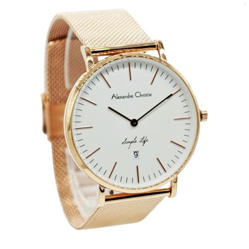 JAM TANGAN PRIA ALEXANDRE CHRISTIE AC 8566 / AC8566 ROSEGOLD WHITE ORIGINAL GARANSI 1 TAHUN