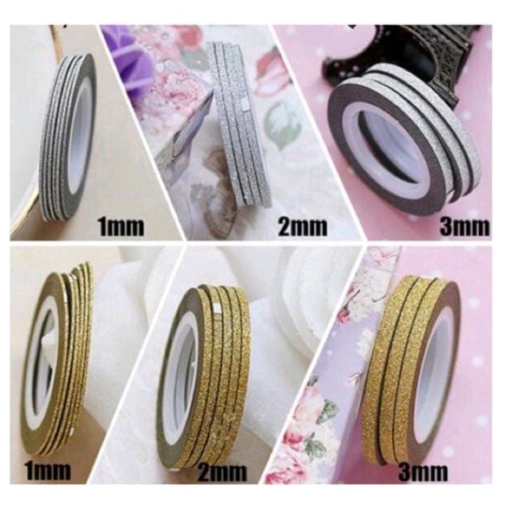 NAIL STRIPE 6 PCS 1 GET GLITTER STRIPPING TAPE GARIS HIASAN ART NAIL ART ACC / KUKU