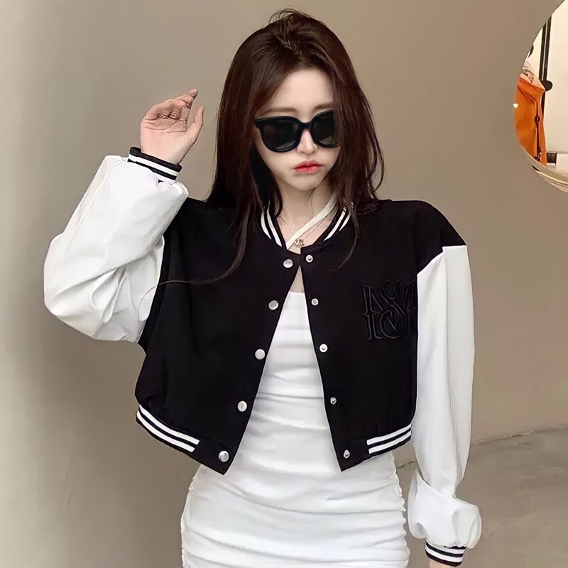 BASEBALL CROP JAKET • JAKET WANITA KOREA