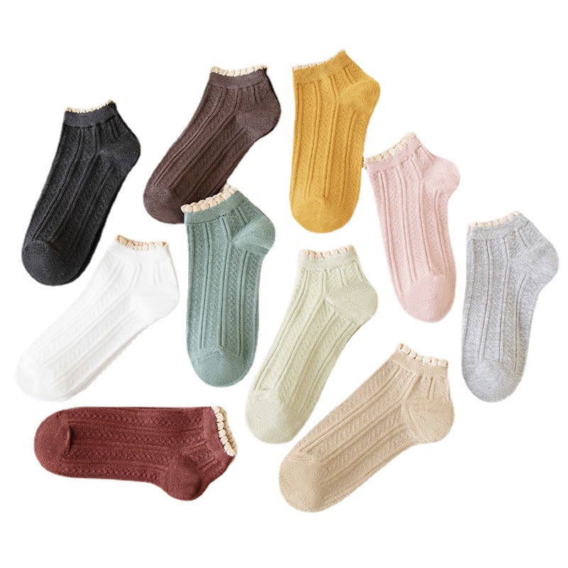 Gobra ♕ KK008 Kaos Kaki (Tanpa Kemasan) Wanita Tipis Pendek Semata Kaki Renda Fashion Korea Women Sock Import Murah