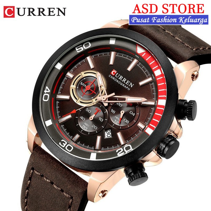 • ASD STORE ™ • CURREN 8310 Jam Tangan Pria Tali Kulit Chrono Aktif
