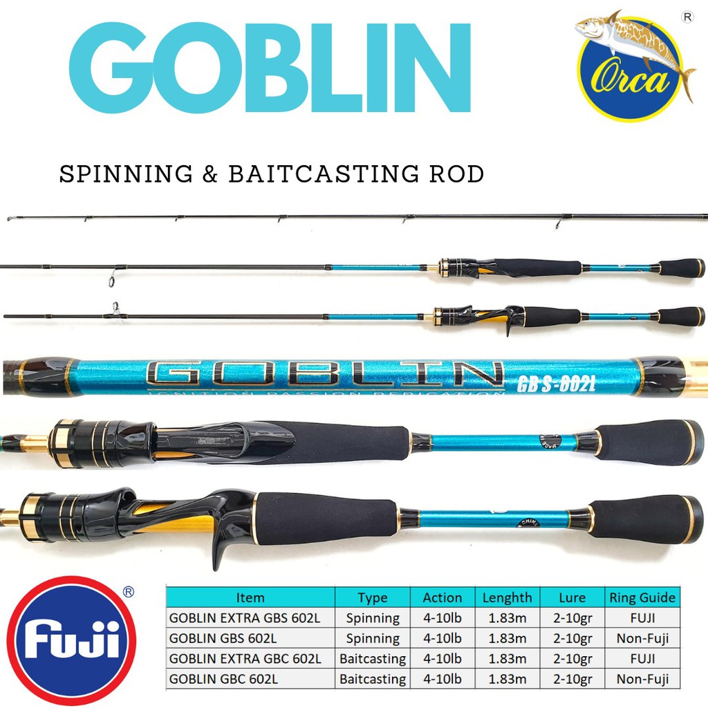 Joran BC dan Spinning Orca Goblin 180 Ring Guide Fuji Dan Non Fuji Carbon