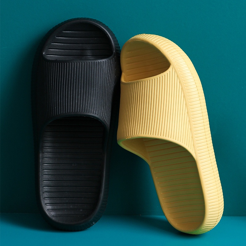 T&amp;Y  Sandal Slop Karet Tebal Polos Garis Rumah Berkualitas 6493 Sendal Kamar Mandi EVA Empuk Sendal Karet Couple Garis Home Slipper Anti Slip Wanita Pria Gaya Korea Murah Import