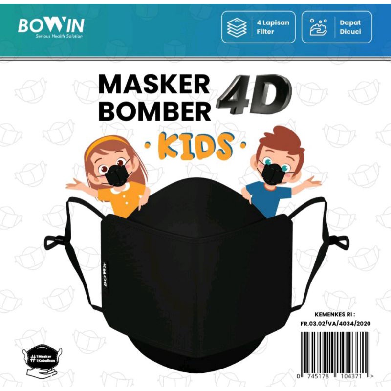 Kid Size - Masker Bomber Kid (Masker Kain Anak 4D)