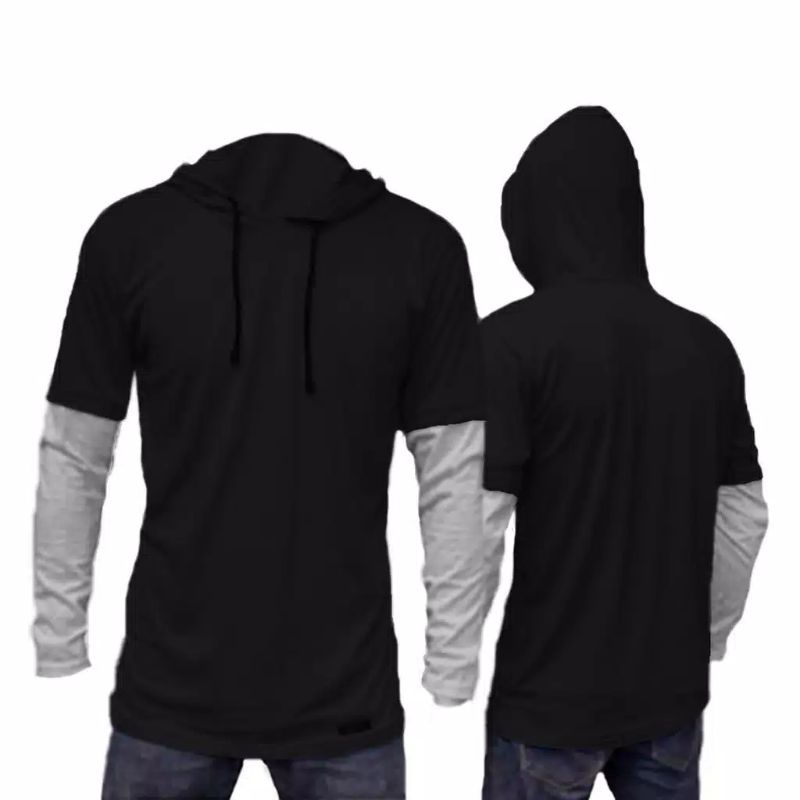 kaos Hoodie doble layer lengan panjang