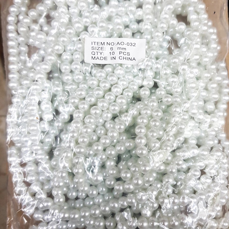 1PON Mote Mutiara Berat 6mm-450 GRAM Mote Mutsin Berat - Putih, 1 PON / 450GRAM