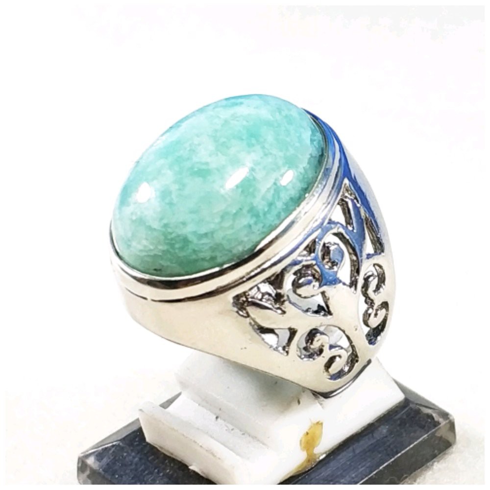 CINCIN BATU AKIK NATURAL GREEN AMAZONITE HIGH QUALITY KILAU MULUS MANTAP