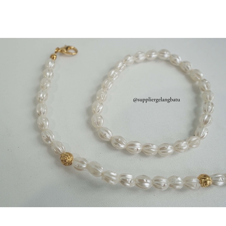 1 set STRAP MASK dan GELANG Mutiara Sintetis OVAL ULIR 8MM ekslusif