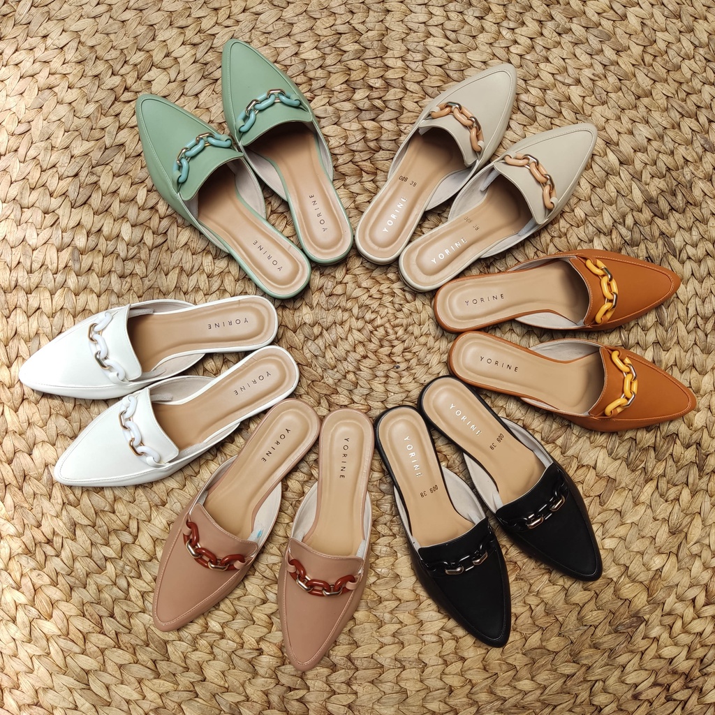 Flat Shoes Wanita Mules Selop Flat Model Bustong Kekinian Cocok Untuk Acara Formal Non Formal