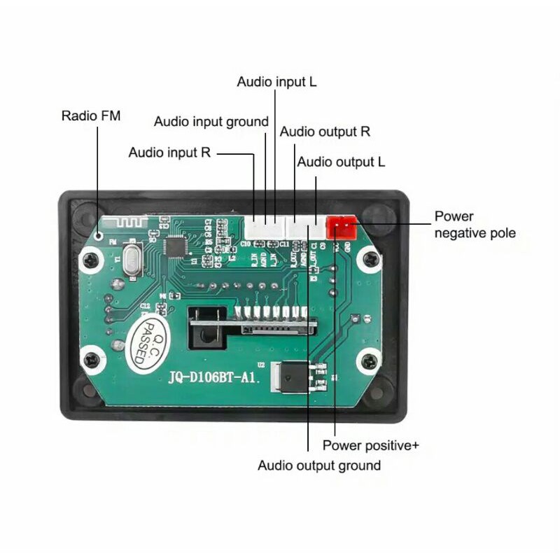 Kit Modul Mp3 Player Bluetooth 5.0 Digital Led Display 5V 12V - Hitam