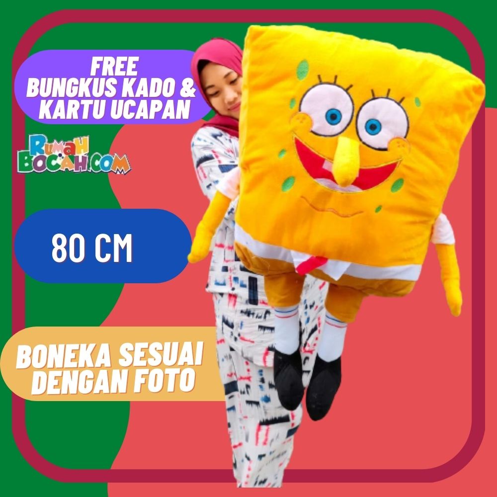 Boneka Spongebob 80 cm Jumbo Besar Super Jumbo Karakter Spongebob xxl untuk Kado Ulang Tahun Kado An