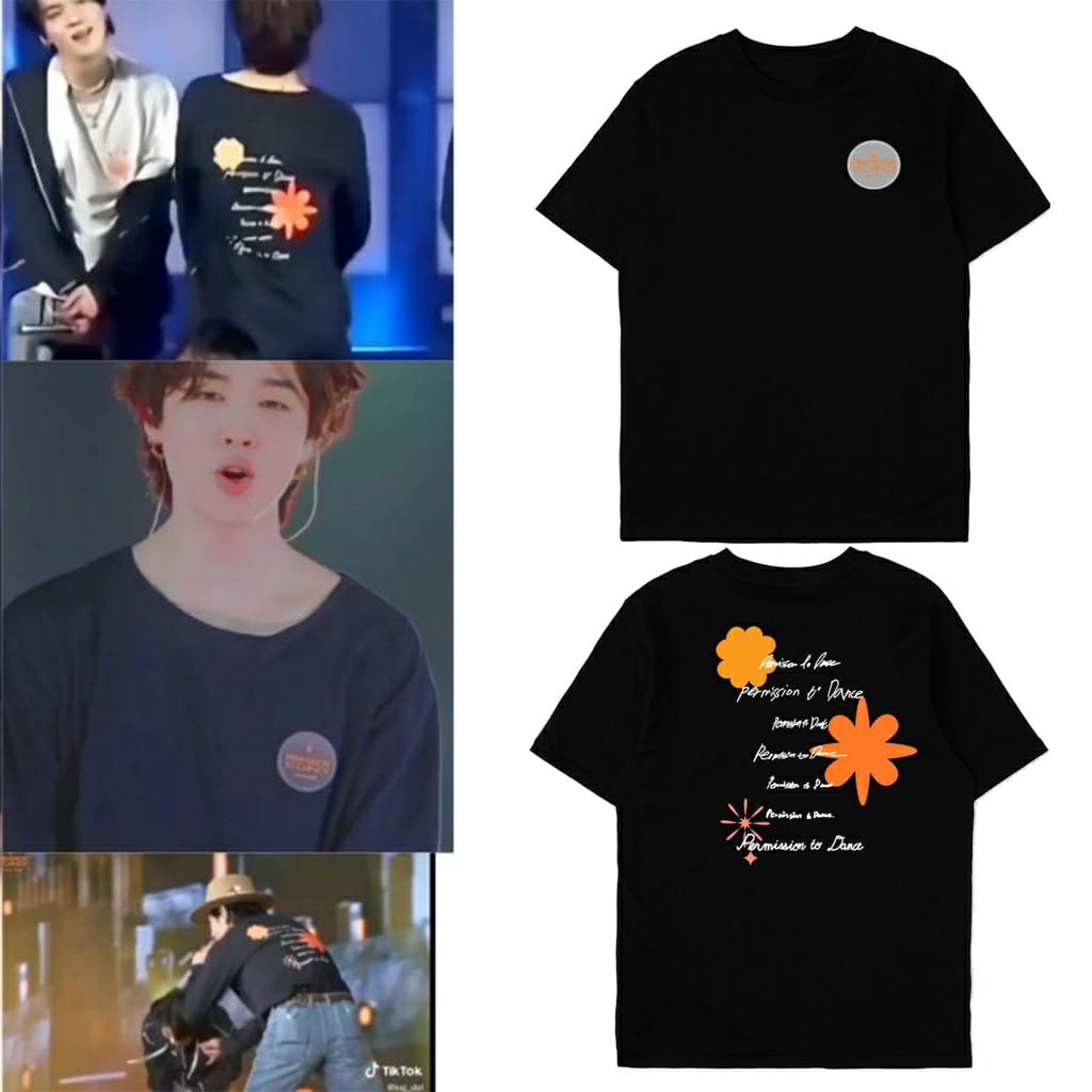Kaos Korea BTS Jimin Ptd Bunga Sablon Depan Belakang Lengan Pendek, Free Foto