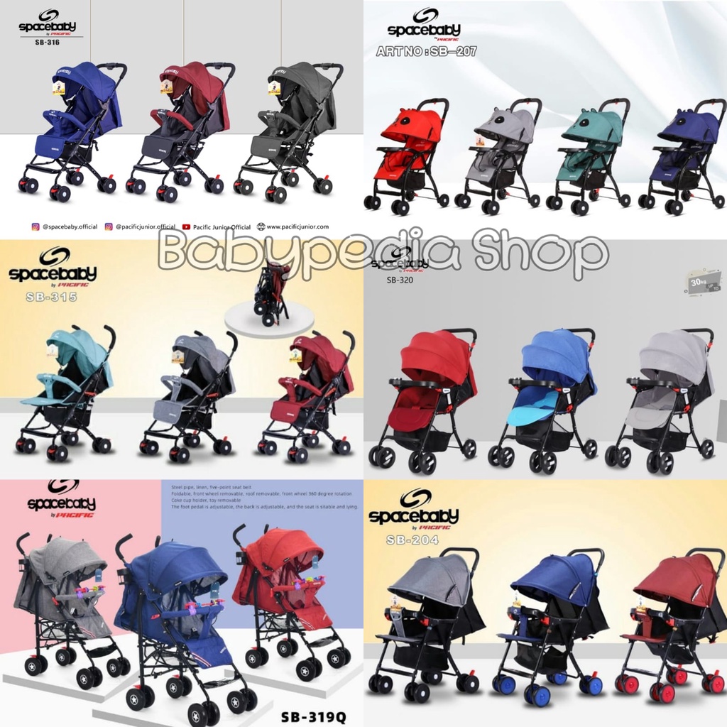 SPACE BABY Stroller SB 203/204/214/207/315/316/319Q/320 Kereta Dorong Bayi