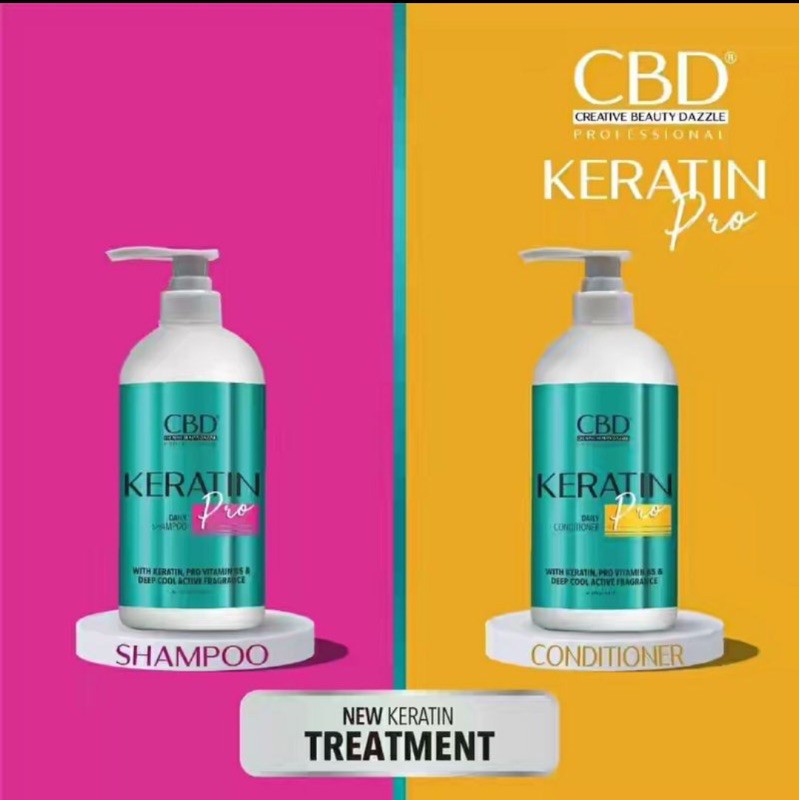 Paket CBD Shampoo Keratin dan Conditioner Keratin pro 1000ml
