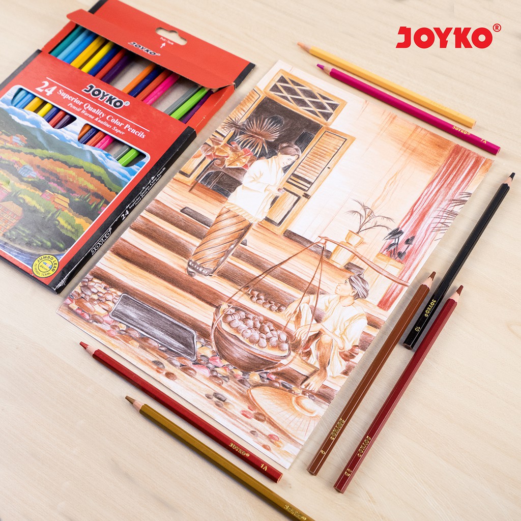 Joyko Pensil Warna Isi Tebal Jumbo Lead Color Pencils Hexagonal Grip-3