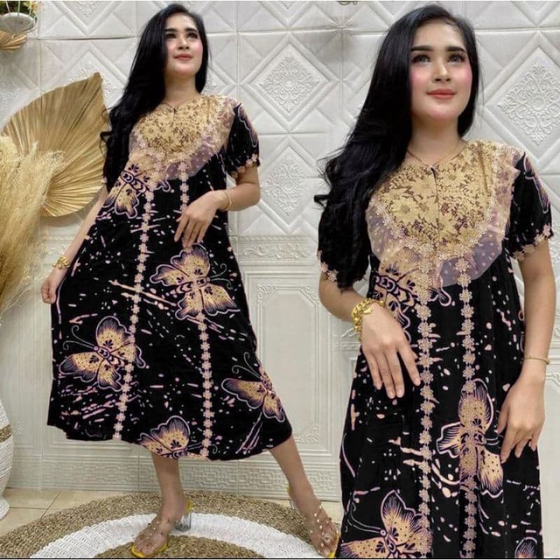 DASTER RENDA ARAB BUTTERFLY BRUKAT LENGAN PENDEK RAYON PREMIUM BUSUI