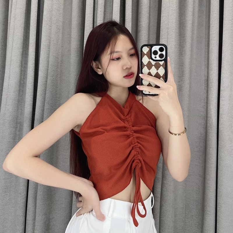 Tanktop crop serut tengah 222 | Tanktop korea import