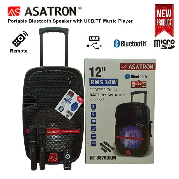 SPEAKER PORTABLE ASATRON HT-8870 UKM 12,inchi ORIGINAL