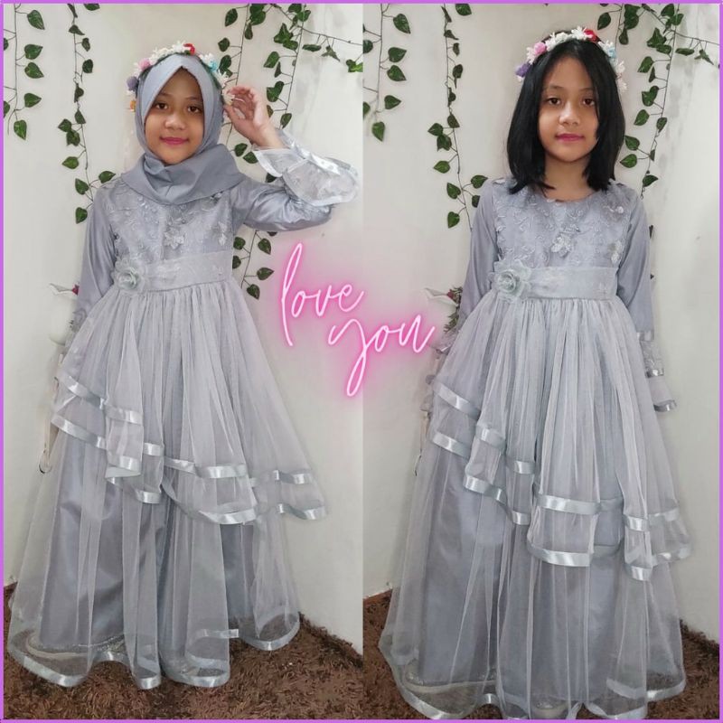 Baju Pesta Anak / Gaun Pesta Anak Muslim Umur 3 tahun - 12 tahun gamis anak dress anak