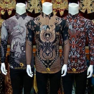 Batik Pria Lengan Panjang Slim Fit Modern Batik Slimfit Queen Jaya