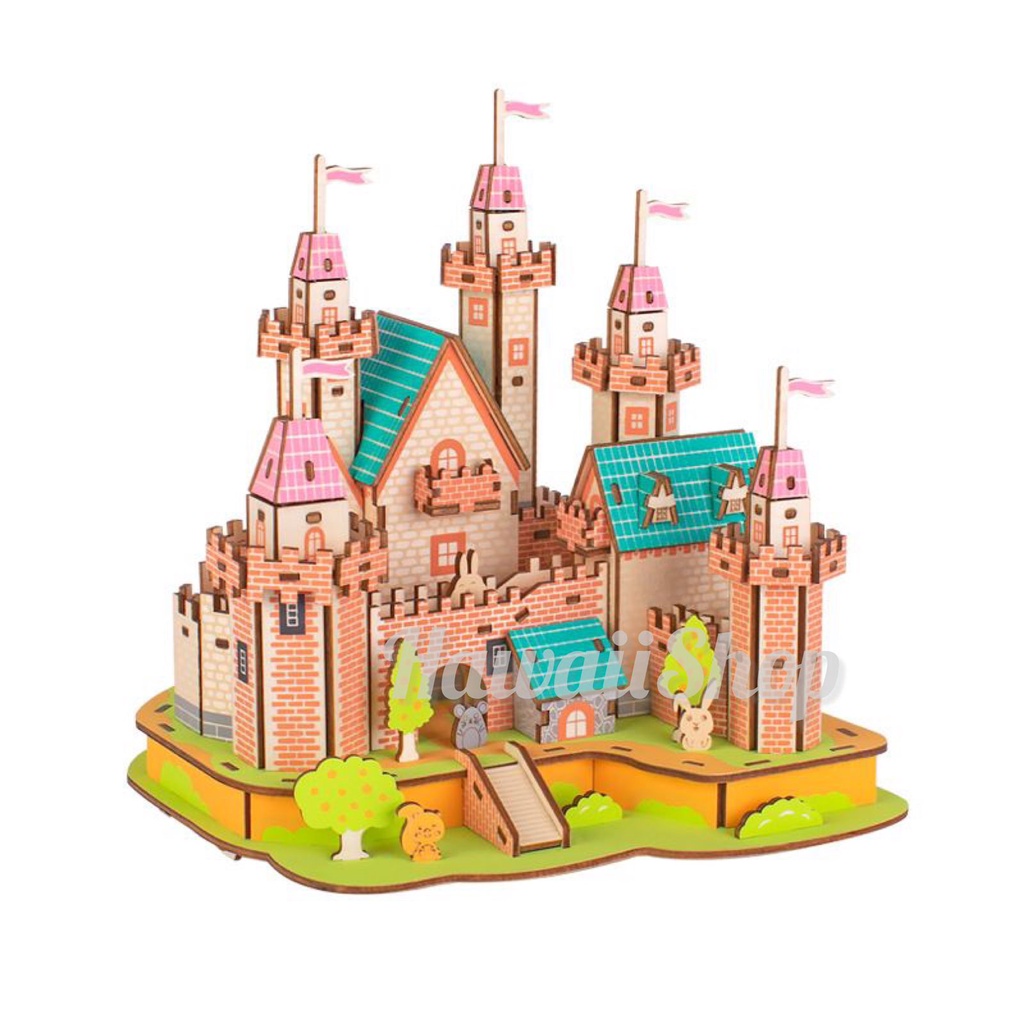 Puzzle 3D DIY bahan kayu model Princess HD09 HD08 mainan puzzle edukasi anak (kado dan pajangan)