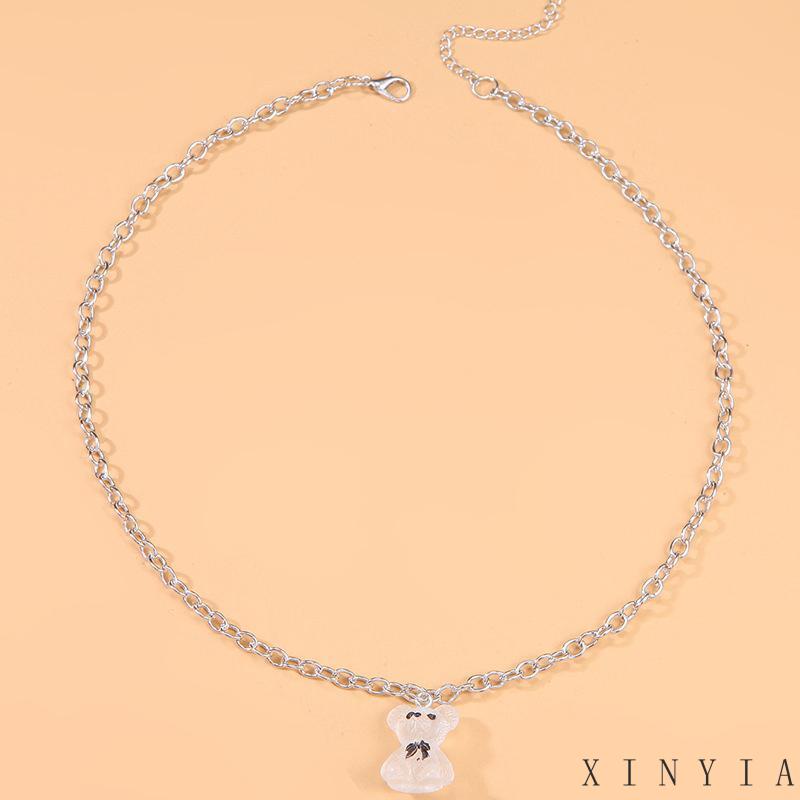 【COD】Kalung Desain Kartun Beruang Tiga Dimensi Transparan Gaya Hip hop