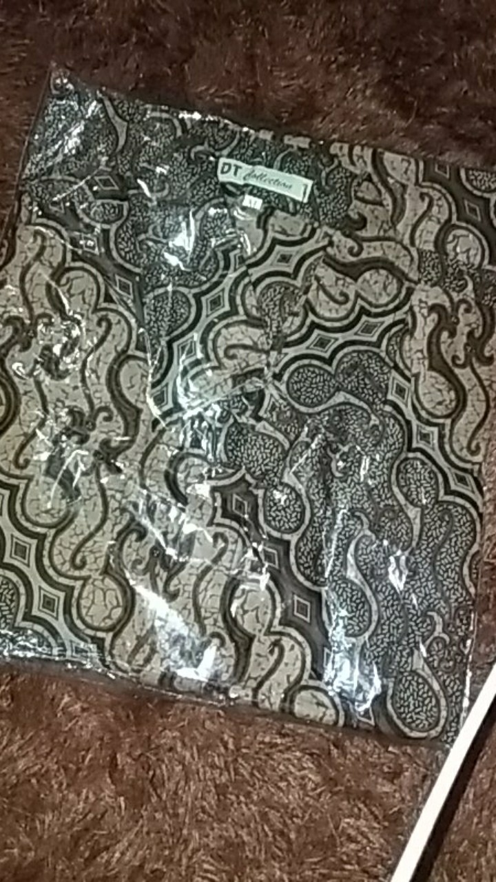 Cod - Dt Collection - Kemeja Hem Batik Cowok Lengan Pendek Motif Ulir Cokelat