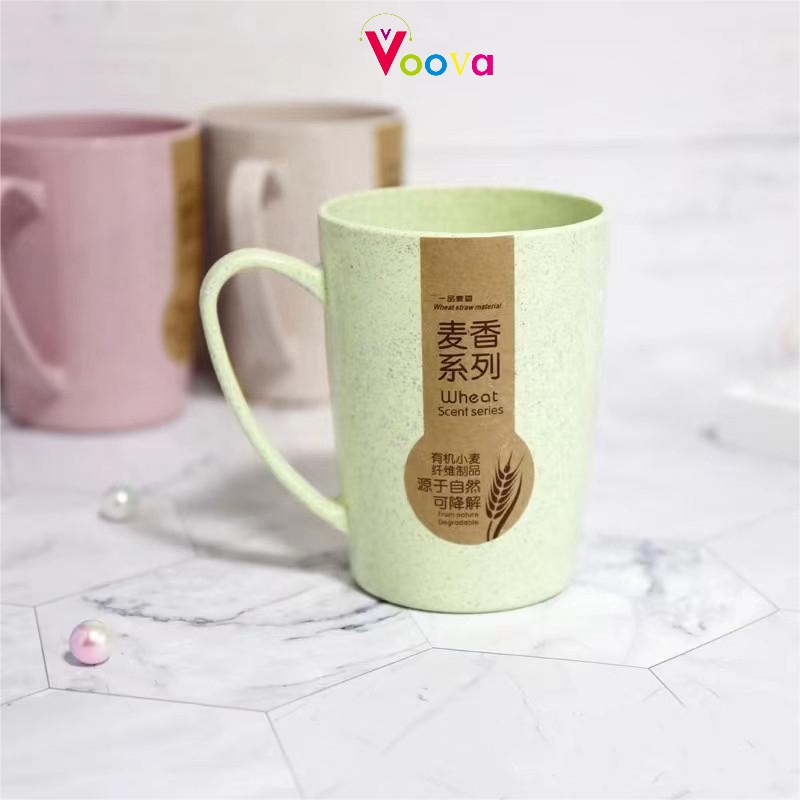 VOOVA  Wheat Straw Environmental Protection Cup / Straw Kopi Mug Cangkir /550ML handy cup /Gelas Gandum Kokoh / BPA Free /Water Galss Cup/Plastic Cup