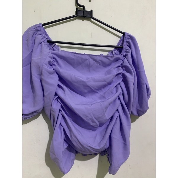 ATASAN TOP BAJU RUFFLE LILAC BLOUSE CASUAL