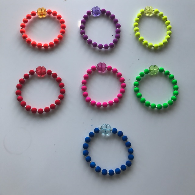 Paket set hemat 7pc gelang anak 7 warna rainbow import berkualitas DB02 rainbow