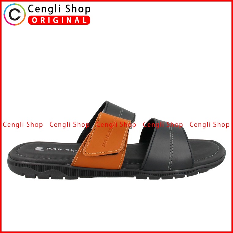 SANDAL SLIDE PAKALOLO PRIA ORIGINAL CASUAL KULIT ASLI HITAM PB38