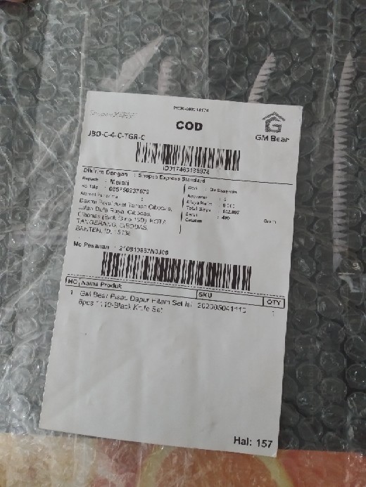 Gm Bear Pisau Dapur Hitam Set 6pcs 1110 - Kitchen Knife Black