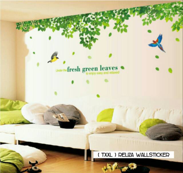 (TXXL) RELIZA WALL STICKER RENDA HIJAU GREEN LEAVES STIKER DINDING AY233