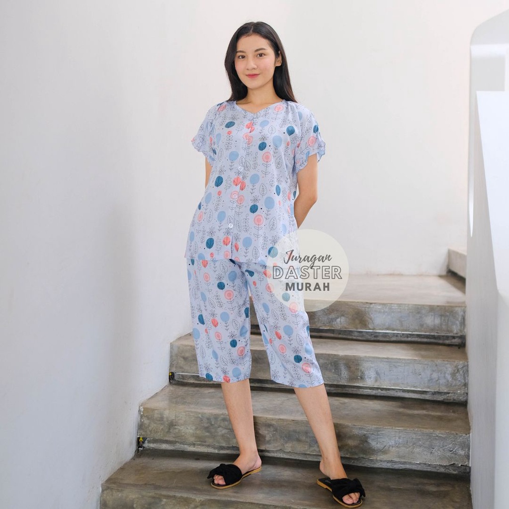 SETELAN PIYAMA CELANA 3/4 | PIYAMA VNECK CELANA 3/4 | BAJU TIDUR KERAH V-NECK CELANA DIBAWAH LUTUT BAHAN RAYON PREMIUM | ONESET PIYAMA CELANA 3/4