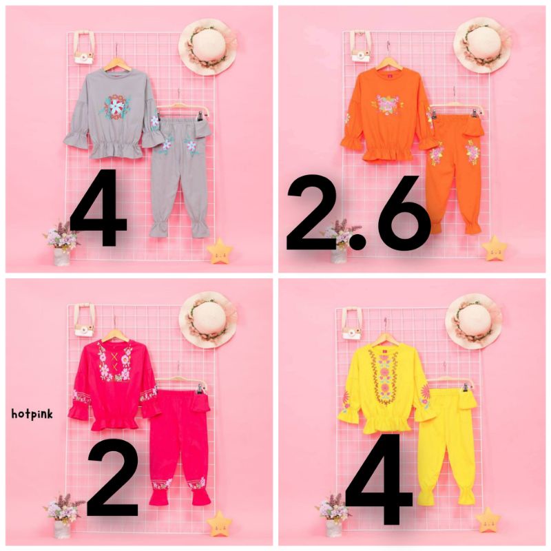 READY peplum set flower series by flowkids/setelan baju anak cewek branded murah/flowkids