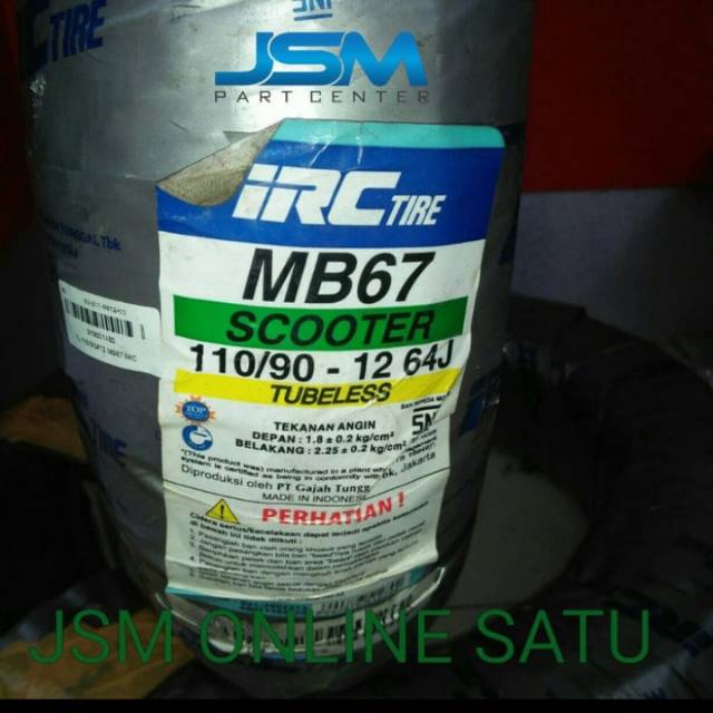 BAN TUBLESS 110/90 IRC RING 12 BAN HONDA SCOOPY RING 12 IRC 110/90-12